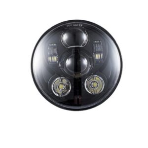 Round LED headlight with multiple lenses.