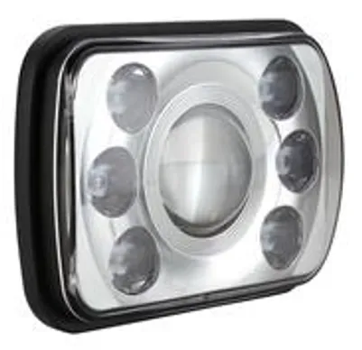 Rectangular LED car headlight with multiple bulbs.